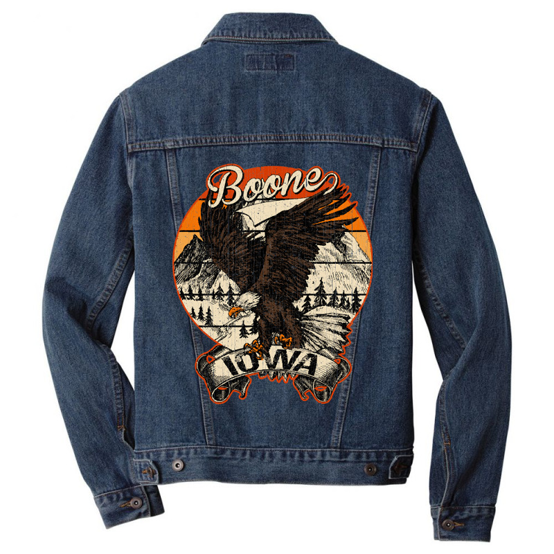 Boone Iowa Bald Eagle Retro Vintage Aesthetic Men Denim Jacket | Artistshot