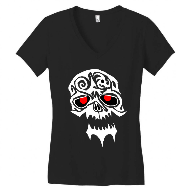 Tribal White Skull Head Shot Women's V-Neck T-Shirt by ToryFahy | Artistshot