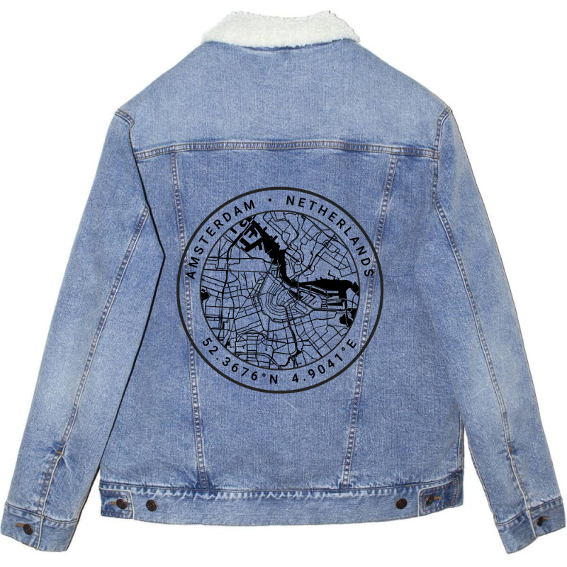 Amsterdam Map Unisex Sherpa-Lined Denim Jacket by cadetsdebating85 | Artistshot