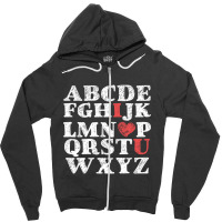 Alphabet Abc I Love You Valentines Day Heart Gifts Zipper Hoodie | Artistshot