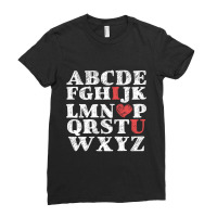 Alphabet Abc I Love You Valentines Day Heart Gifts Ladies Fitted T-shirt | Artistshot