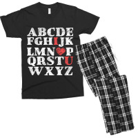 Alphabet Abc I Love You Valentines Day Heart Gifts Men's T-shirt Pajama Set | Artistshot