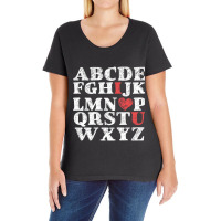 Alphabet Abc I Love You Valentines Day Heart Gifts Ladies Curvy T-shirt | Artistshot