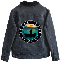 Bogart Lake Fishing Michigan Sunset Unisex Sherpa-lined Denim Jacket | Artistshot