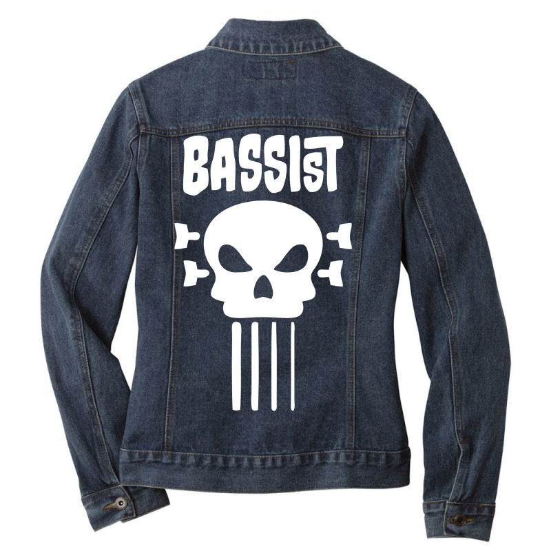 Bassist Skull Ladies Denim Jacket. By Artistshot