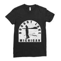 Bogart Lake Ice Fishing Michigan Ladies Fitted T-shirt | Artistshot