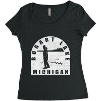 Bogart Lake Ice Fishing Michigan Women's Triblend Scoop T-shirt | Artistshot