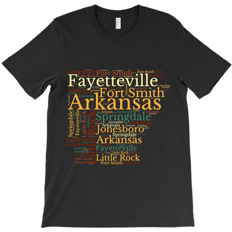 Arkansas Map And Cities T-shirt | Artistshot