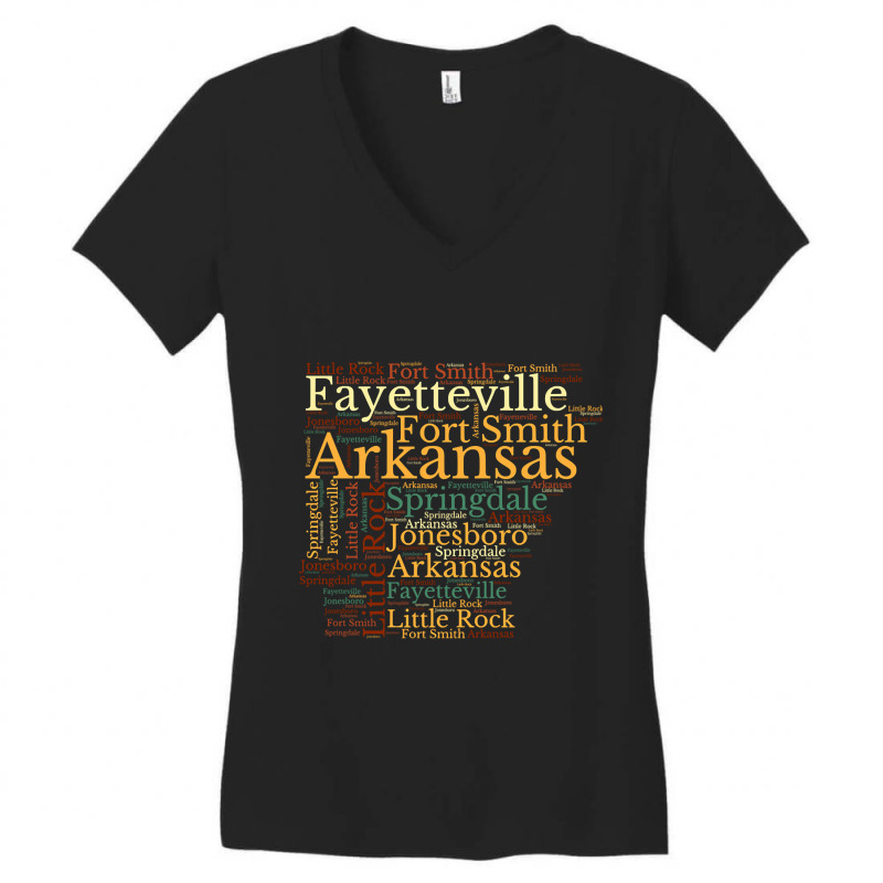 Arkansas Map And Cities Women's V-Neck T-Shirt by ternacanuda | Artistshot