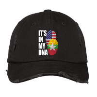 Burmese And American Mix Heritage Dna Flag Vintage Cap | Artistshot