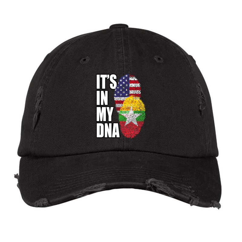 Burmese And American Mix Heritage Dna Flag Vintage Cap by brushdatum98 | Artistshot