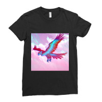 Phoenix Bird In Blue And Reddish Tones Ladies Fitted T-shirt | Artistshot