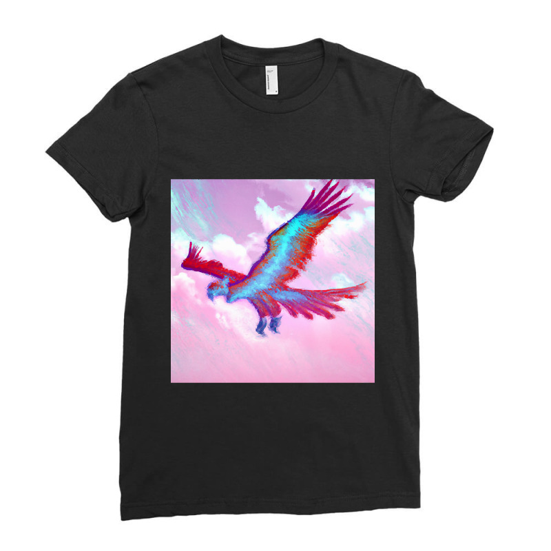 Phoenix Bird In Blue And Reddish Tones Ladies Fitted T-Shirt by saddestrent378 | Artistshot