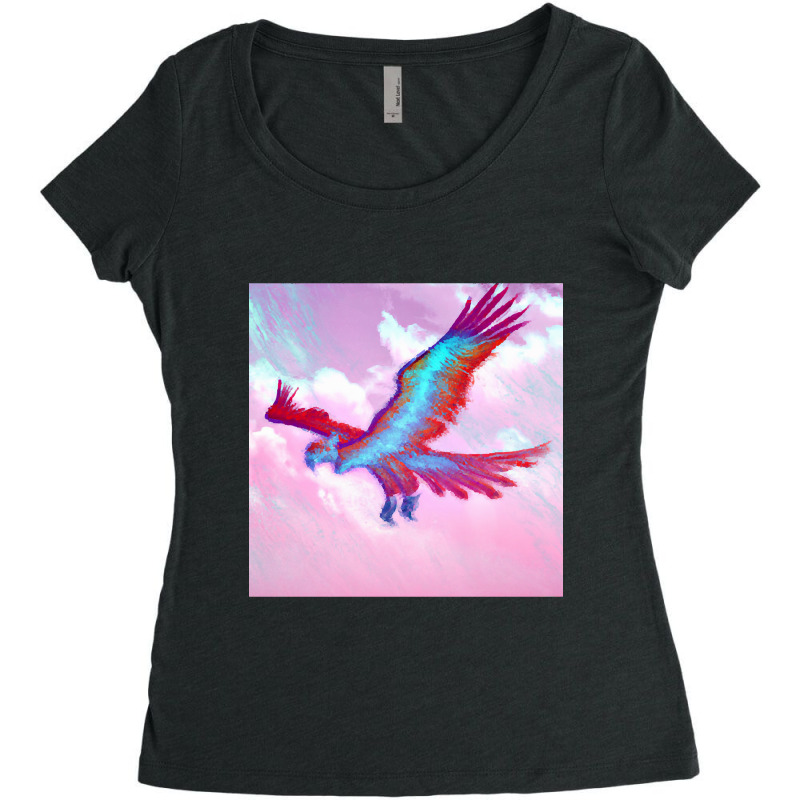 Phoenix Bird In Blue And Reddish Tones Women's Triblend Scoop T-shirt by saddestrent378 | Artistshot