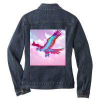 Phoenix Bird In Blue And Reddish Tones Ladies Denim Jacket | Artistshot