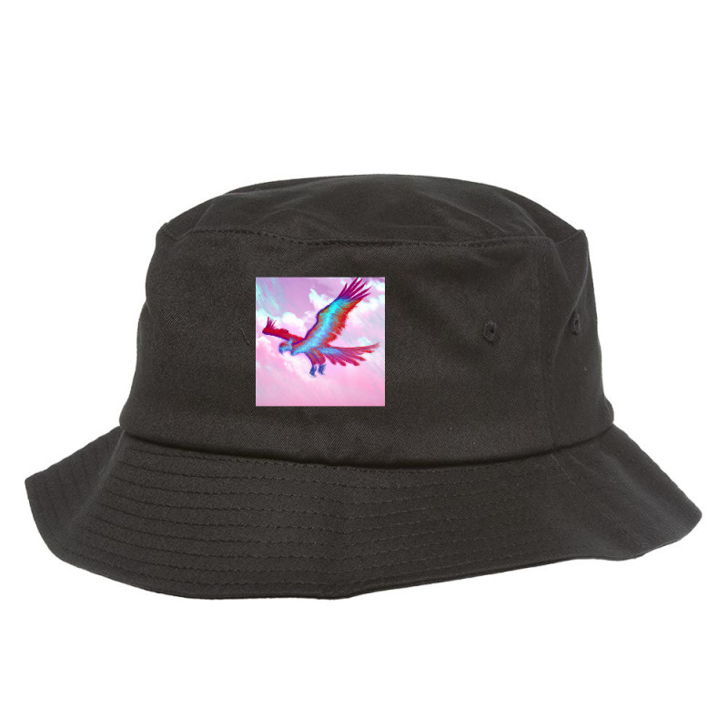 Phoenix Bird In Blue And Reddish Tones Bucket Hat by saddestrent378 | Artistshot