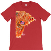 Highland Cow 'peekaboo' By Shirley Macarthur T-shirt | Artistshot