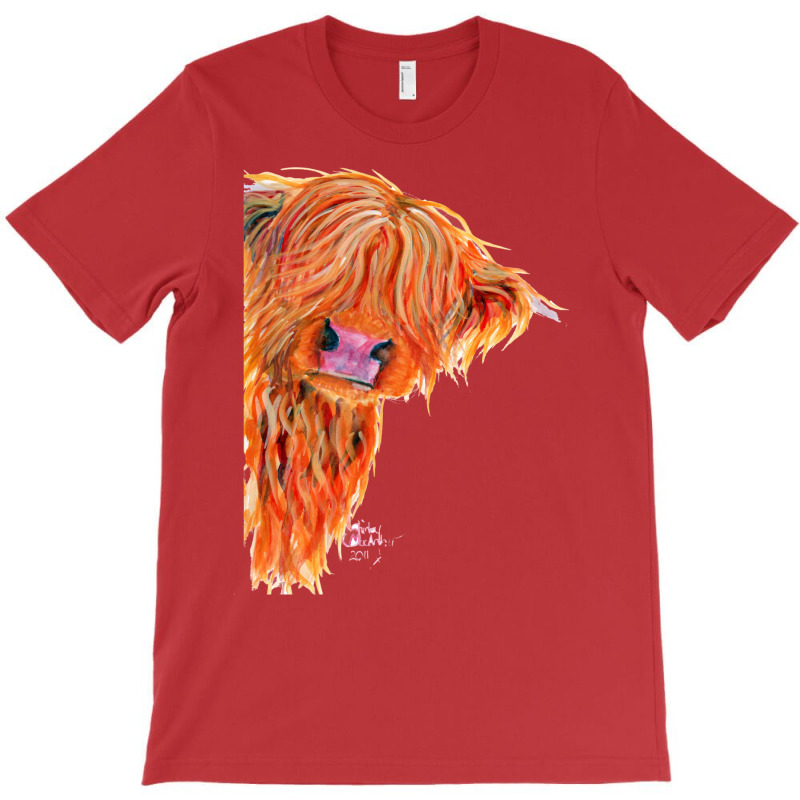 Highland Cow 'peekaboo' By Shirley Macarthur T-shirt | Artistshot