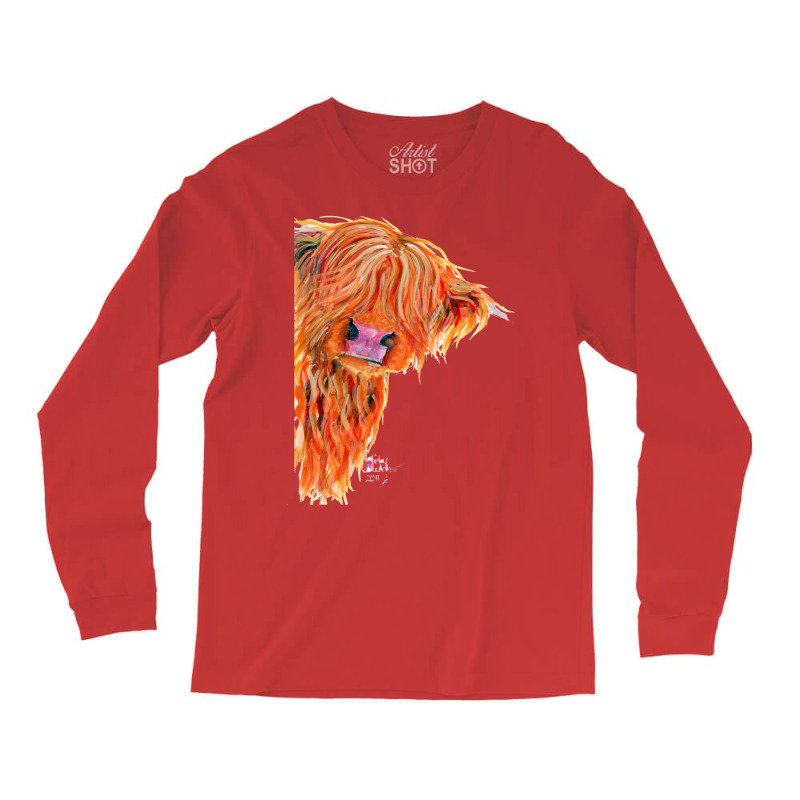 Highland Cow 'peekaboo' By Shirley Macarthur Long Sleeve Shirts | Artistshot