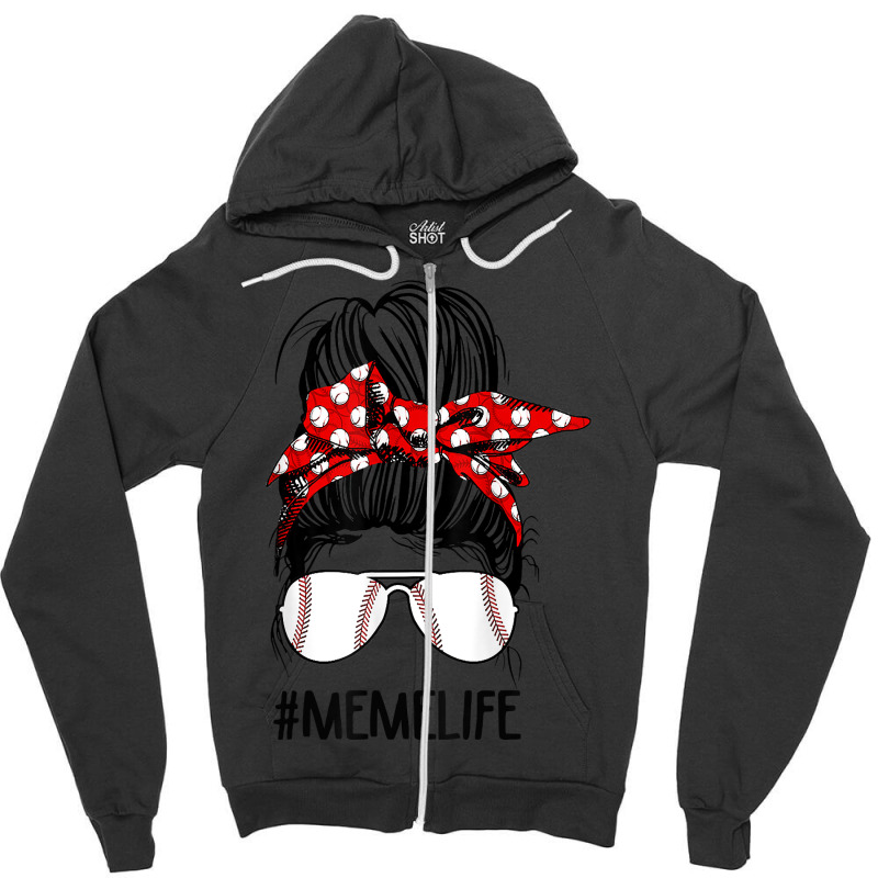 Custom Meme Life Softball Baseball Mothers Day Messy Hair Bun T Shirt  Cropped Hoodie By Cm-arts - Artistshot