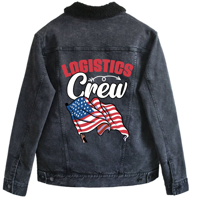 Awesome Logistics Crew A Logistician Humor Warehouse Worker Unisex Sherpa-Lined Denim Jacket by templetracking23 | Artistshot