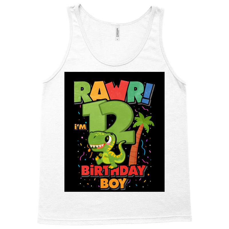 12 Birthday Dinosaur Poster Girl Tank Top | Artistshot