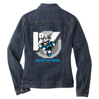 Gemini Man With Blue Text Ladies Denim Jacket | Artistshot