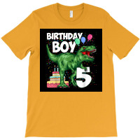 5th Birthday Boy 5 Years Old Dinosaur Saurus T Rex Poster Boy T-shirt | Artistshot