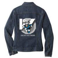 Gemini Man With Grey Text Ladies Denim Jacket | Artistshot