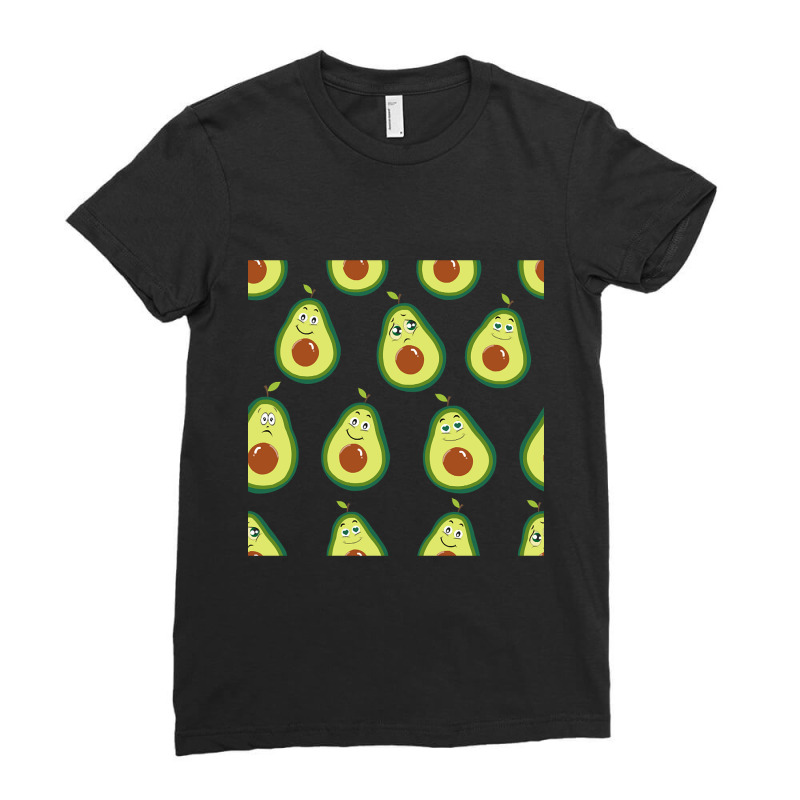 Avocados With Cute Expressions Seamless Pattern Ladies Fitted T-Shirt by resaleberries875 | Artistshot