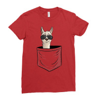 Hipster Alpaca With Sunglasses  Casual Llama In Pocket Ladies Fitted T-shirt | Artistshot