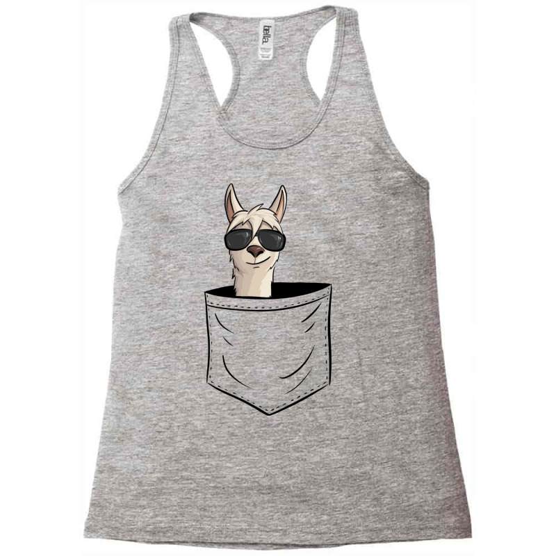 Hipster Alpaca With Sunglasses  Casual Llama In Pocket Racerback Tank by busackmouzerw | Artistshot