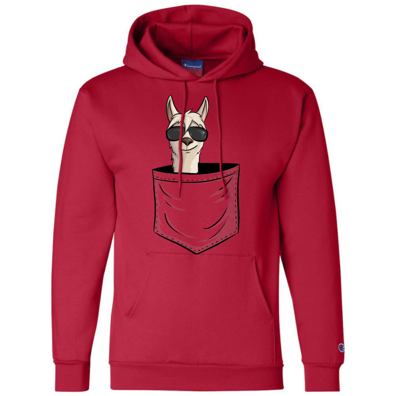 Hipster Alpaca With Sunglasses  Casual Llama In Pocket Champion Hoodie | Artistshot