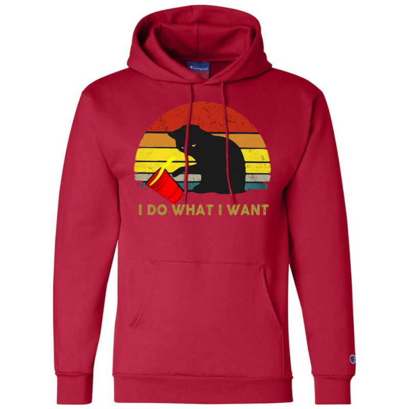 I Do What I Want Retro Cat Champion Hoodie by fanteeseylas | Artistshot