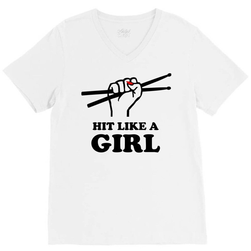 Hit Like A Girl V-neck Tee | Artistshot