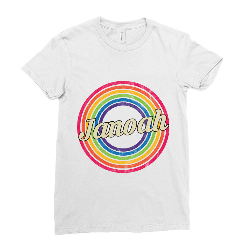 Janoah - Retro Rainbow Faded-style Ladies Fitted T-Shirt by trampolinnervous53 | Artistshot