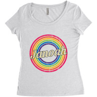 Janoah - Retro Rainbow Faded-style Women's Triblend Scoop T-shirt | Artistshot