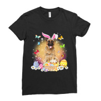 Funny Easter Bunny German Shepherd Dog Bunny Ear Egg Basket Ladies Fitted T-shirt | Artistshot