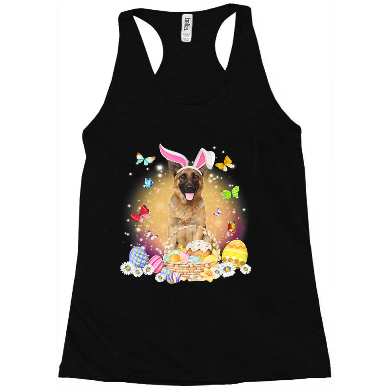 Funny Easter Bunny German Shepherd Dog Bunny Ear Egg Basket Racerback Tank by AURRADILLARD | Artistshot