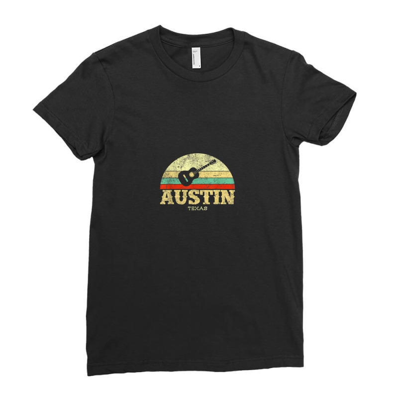 Retro Austin Texas Guitar Shirt Vintage Lone Star State Tee Ladies Fitted T-Shirt by PeteBabic | Artistshot