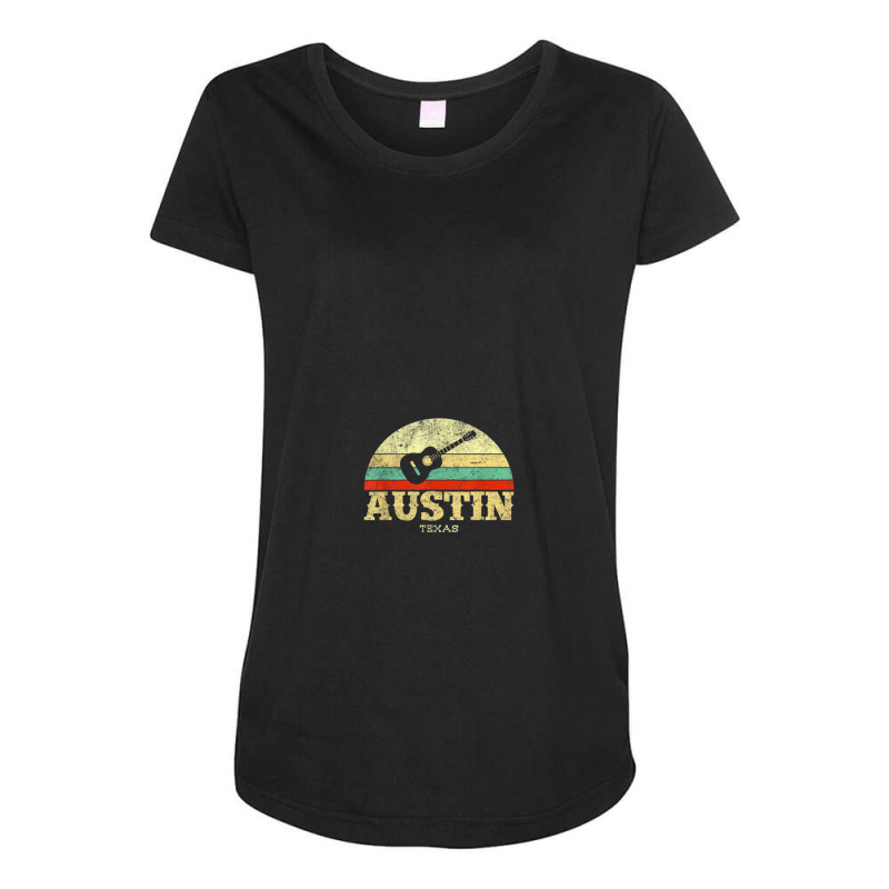 Retro Austin Texas Guitar Shirt Vintage Lone Star State Tee Maternity Scoop Neck T-shirt by PeteBabic | Artistshot