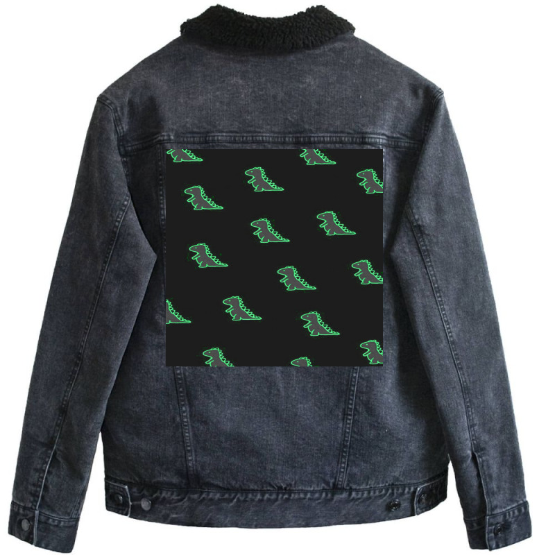 Cute Dinosaur Poster Hippie Unisex Sherpa-lined Denim Jacket | Artistshot