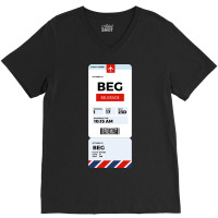 Belgrade Boarding Pass V-neck Tee | Artistshot