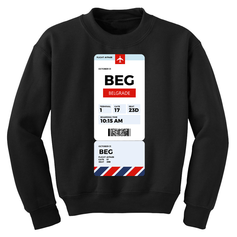 Belgrade Boarding Pass Youth Sweatshirt | Artistshot