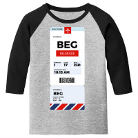 Belgrade Boarding Pass Youth 3/4 Sleeve | Artistshot