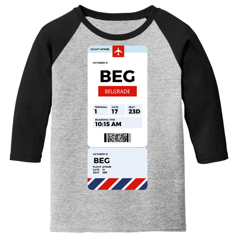 Belgrade Boarding Pass Youth 3/4 Sleeve | Artistshot