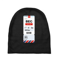 Belgrade Boarding Pass Baby Beanies | Artistshot