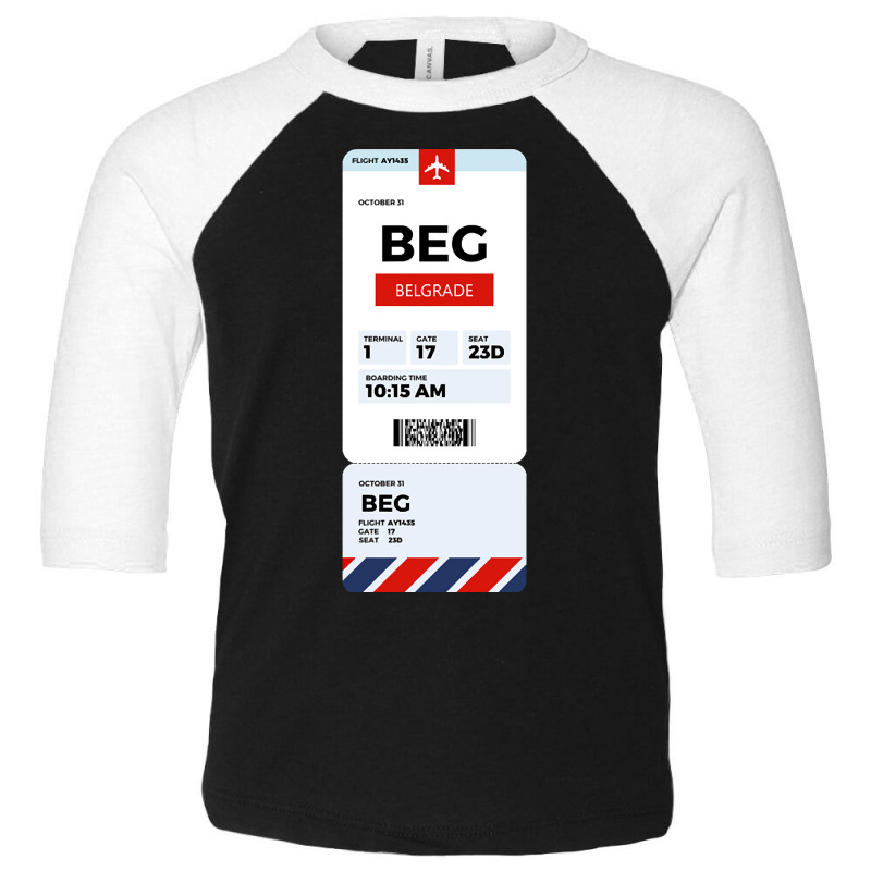 Belgrade Boarding Pass Toddler 3/4 Sleeve Tee | Artistshot