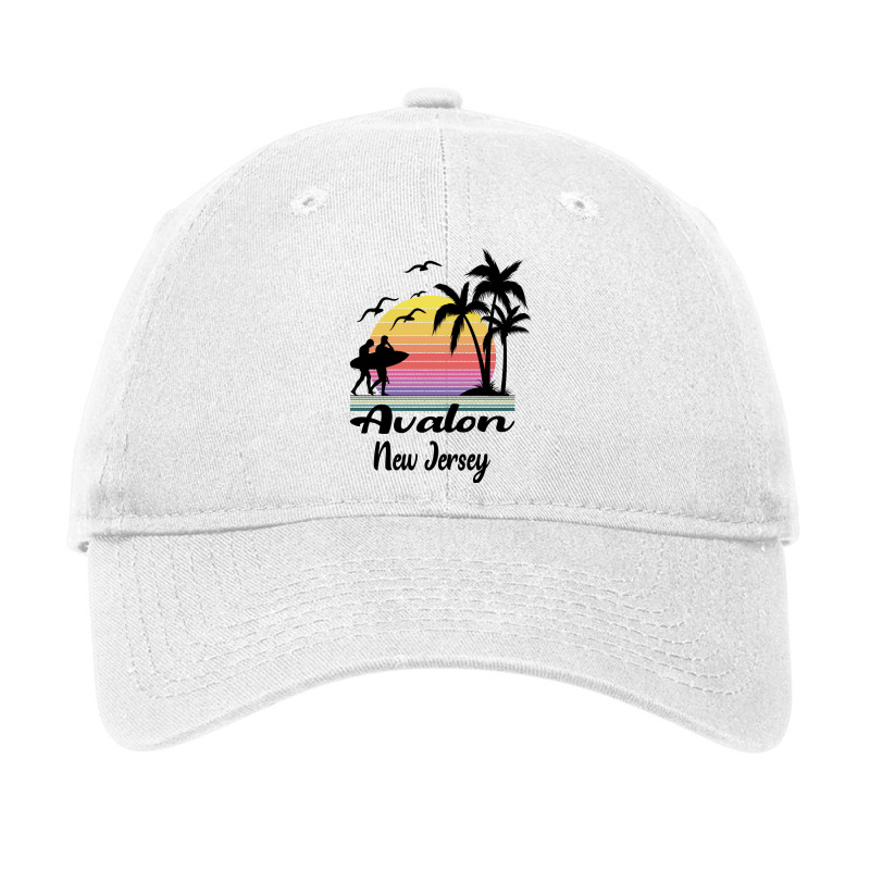 Avalon New Jersey Seaside Retro Sunset Adjustable Cap | Artistshot