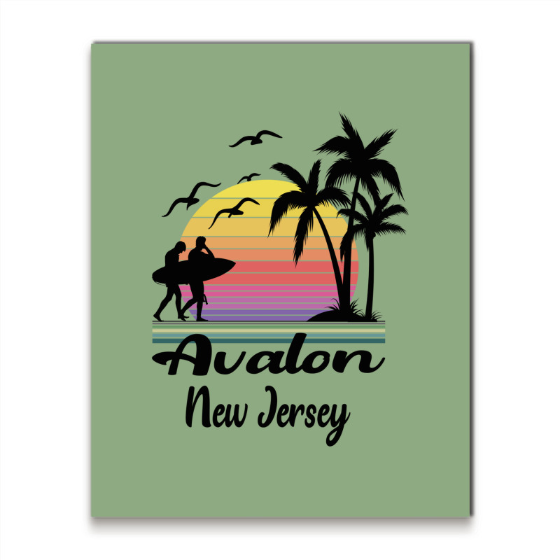 Avalon New Jersey Seaside Retro Sunset Metal Print Vertical | Artistshot